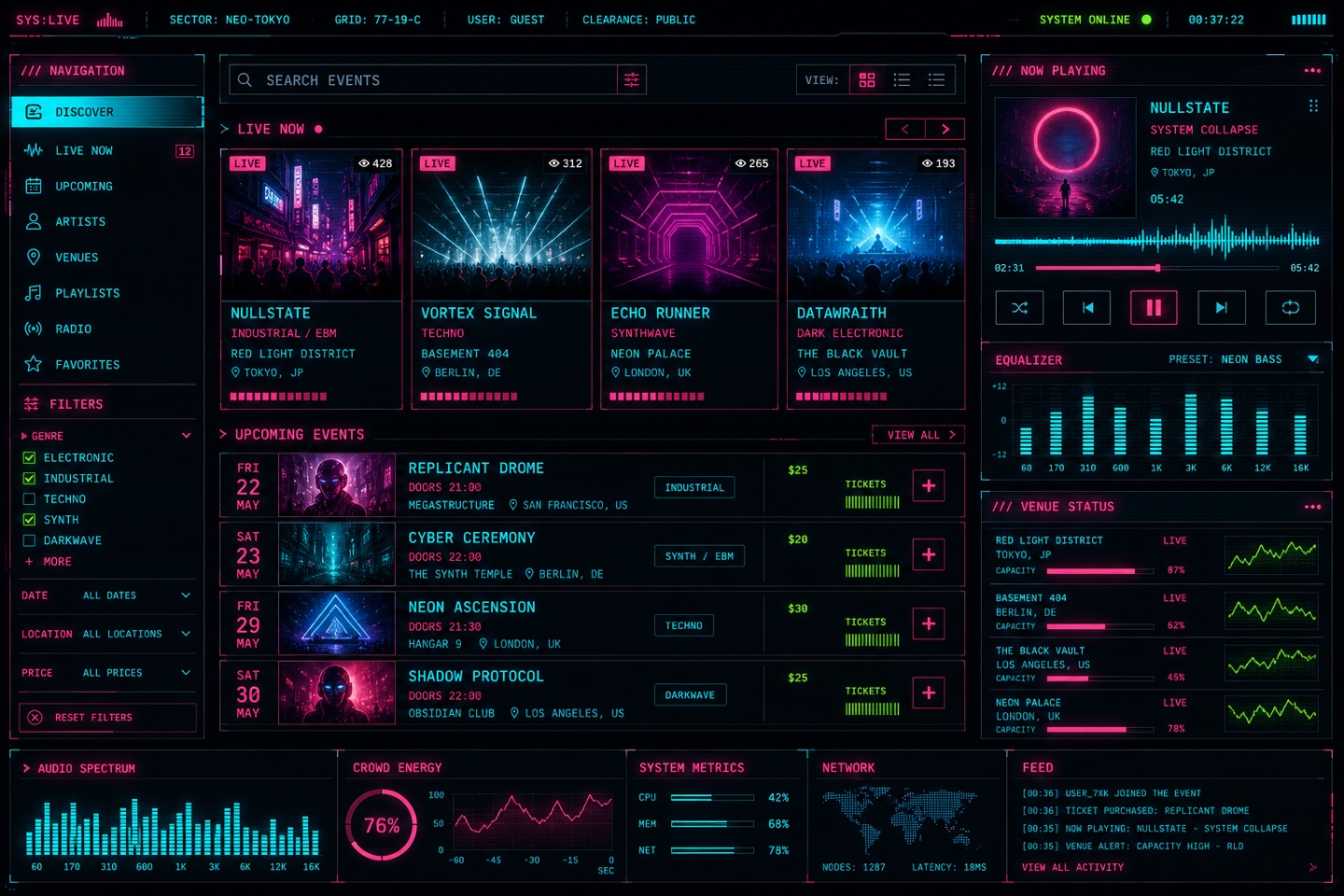 Cyberpunk UI layout — interface screenshot