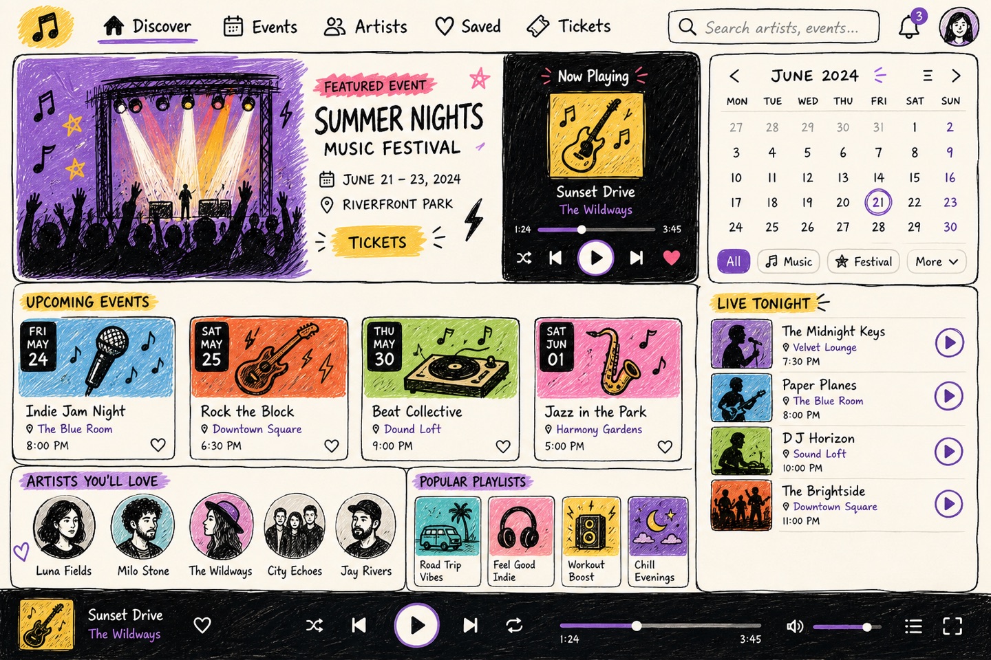 Hand-Drawn Doodle layout — interface screenshot