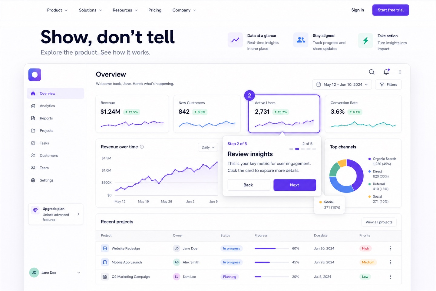 Interactive Product Demo layout — interface screenshot