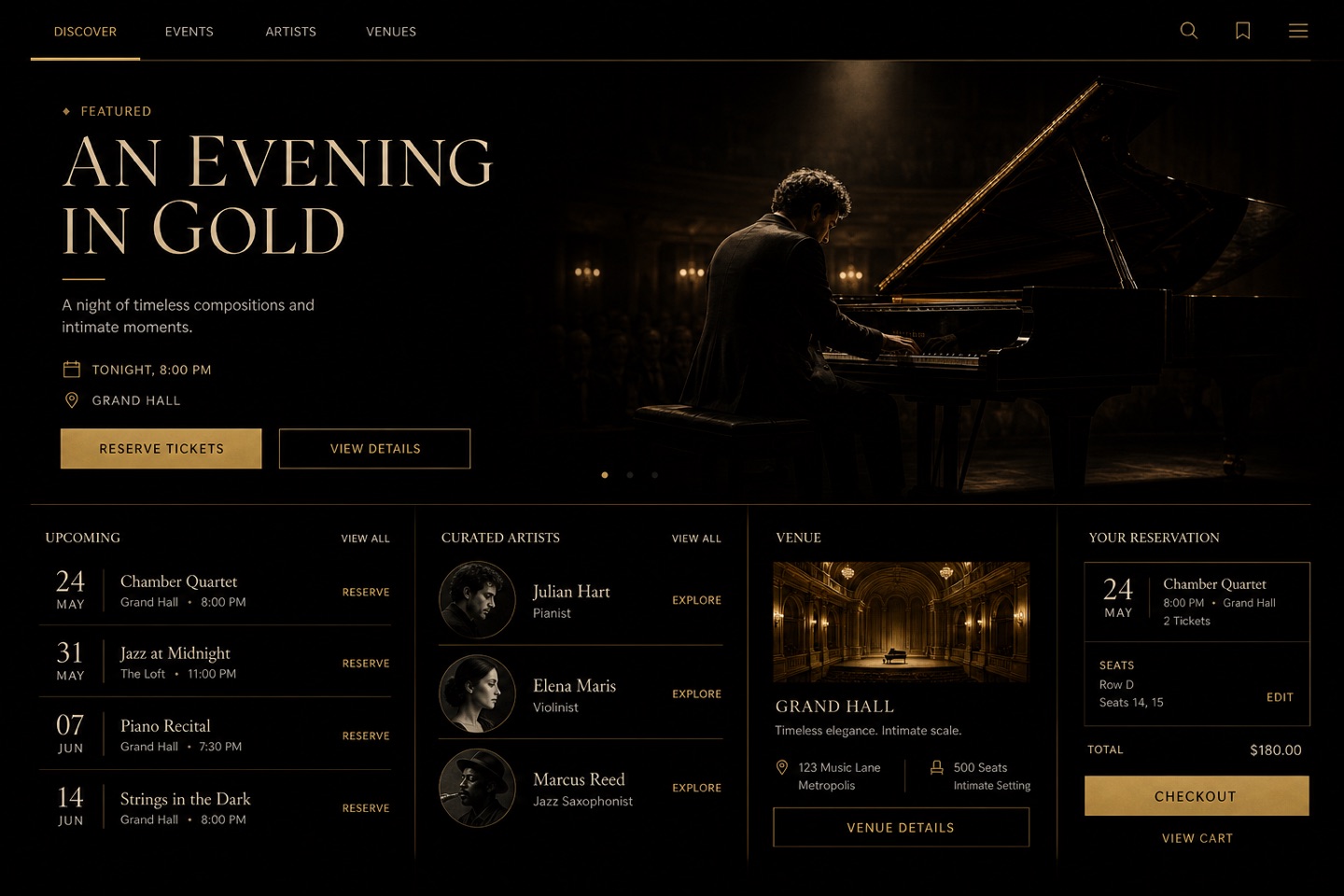 Luxury Noir layout — interface screenshot