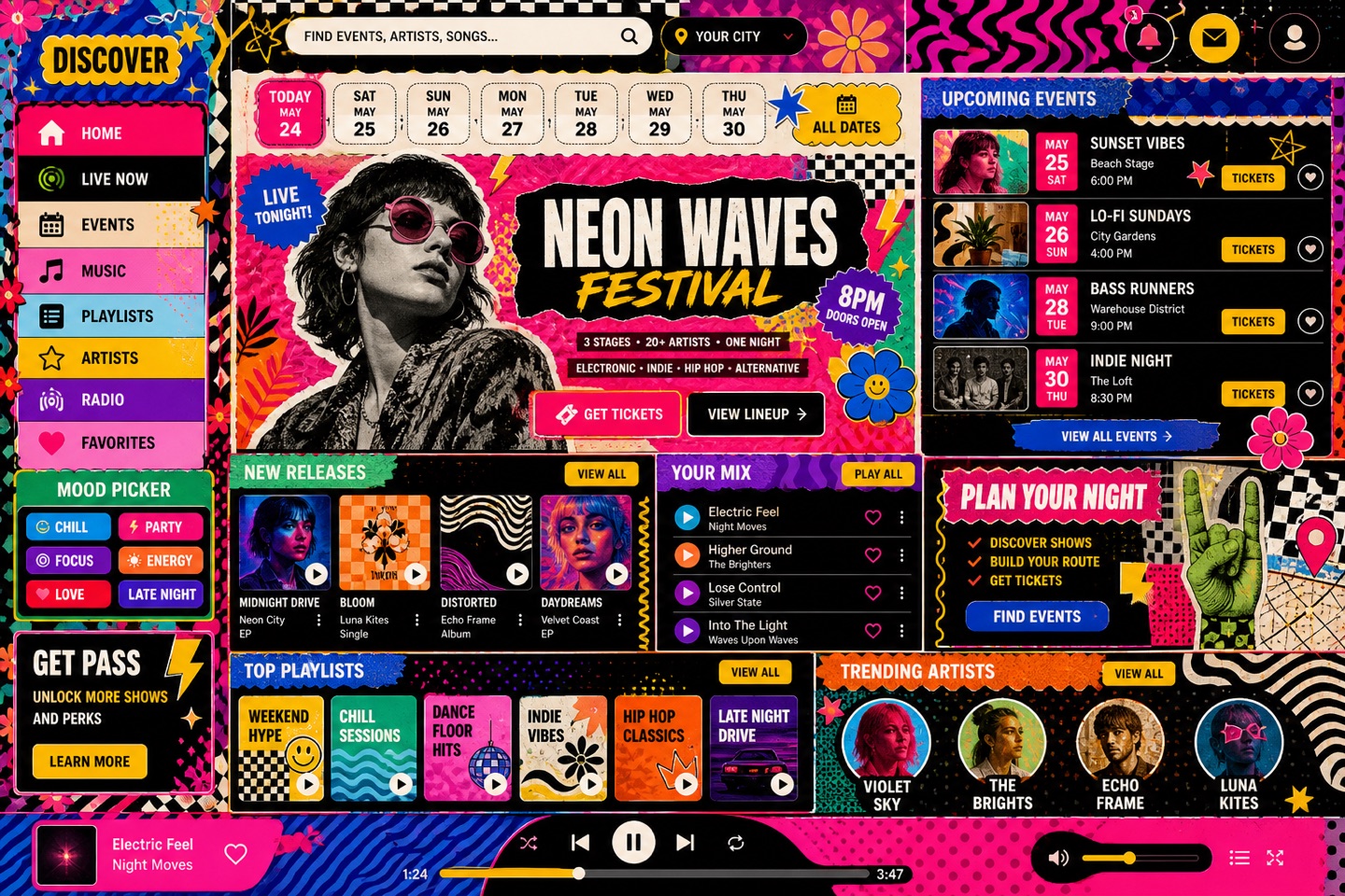 Maximalism layout — interface screenshot