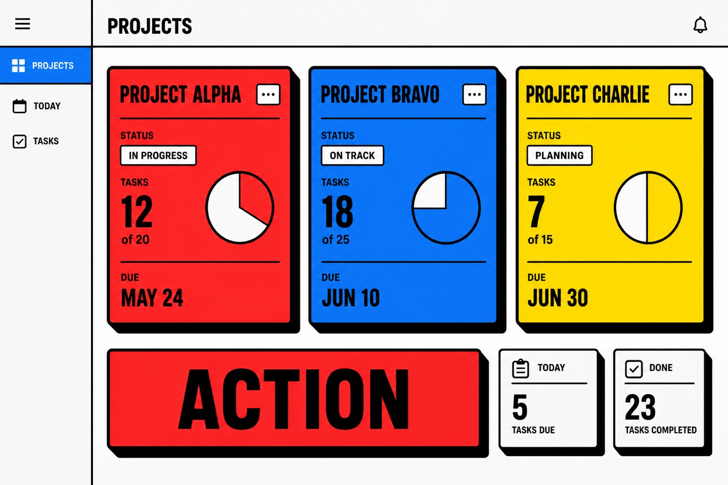 Neubrutalism layout — interface screenshot