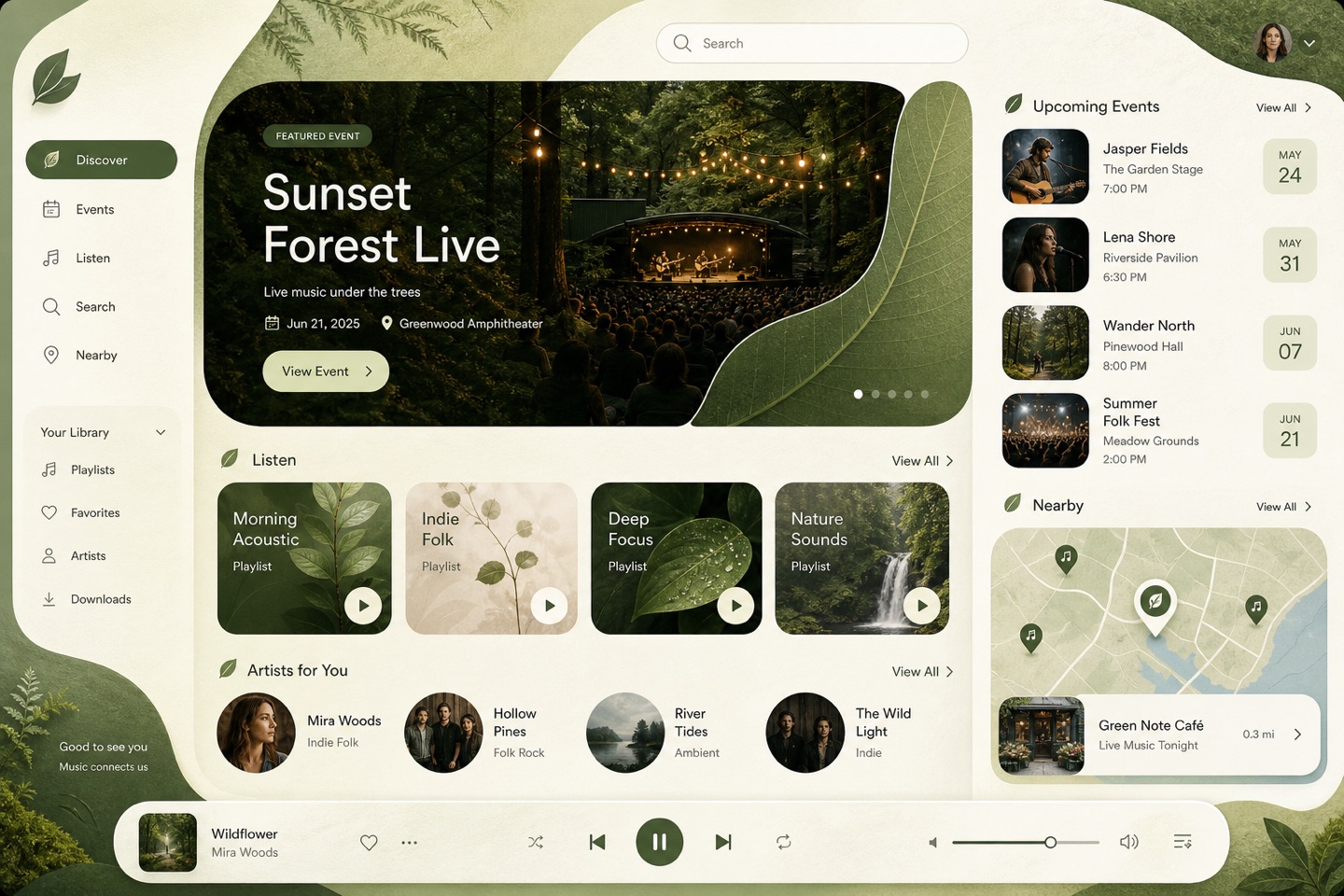 Organic Biophilic layout — interface screenshot