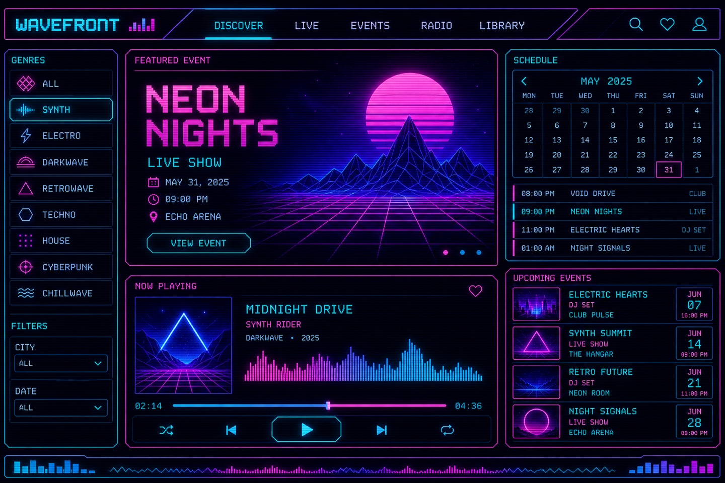 Retro-Futurism layout — interface screenshot