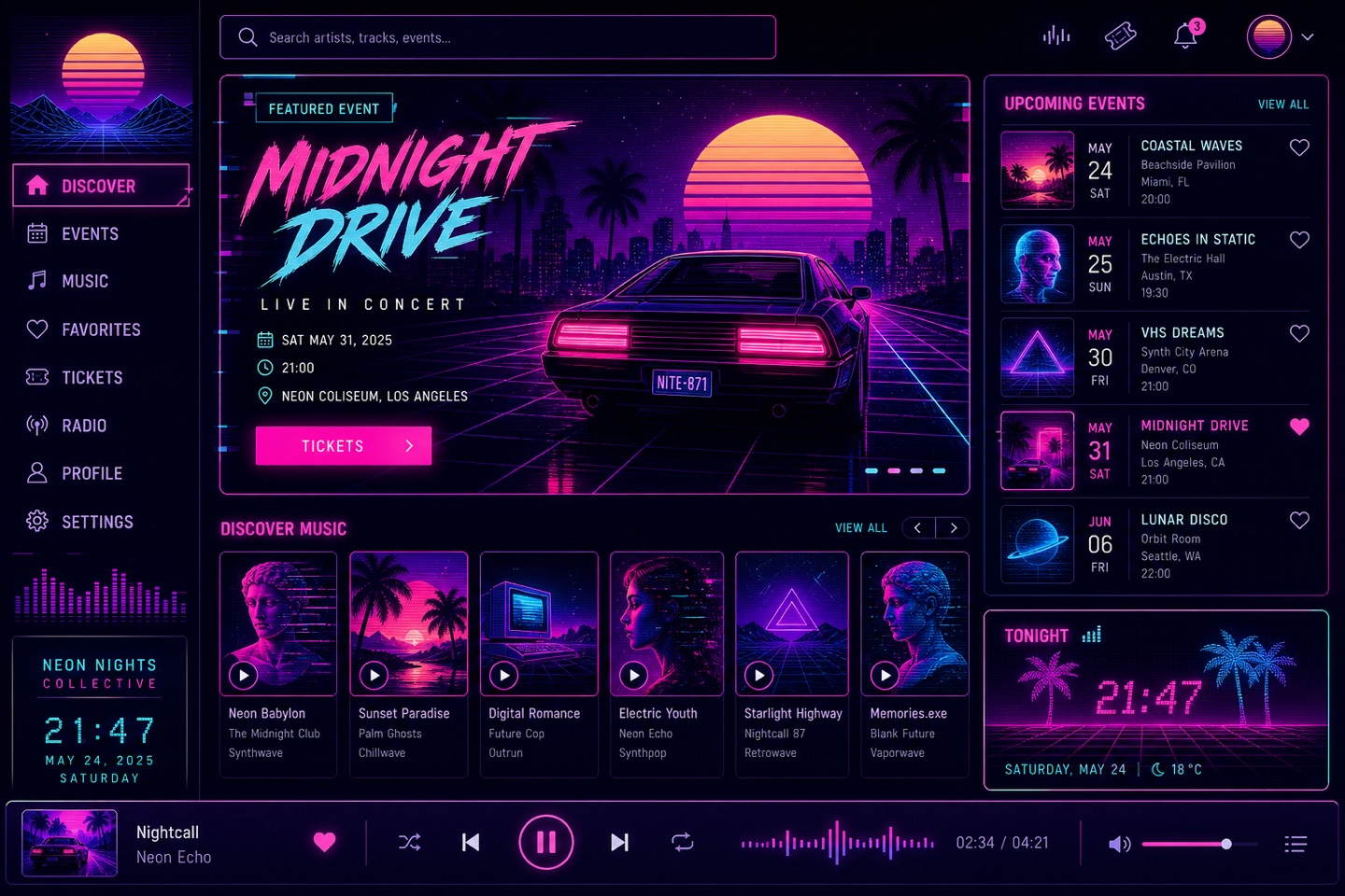 Vaporwave layout — interface screenshot