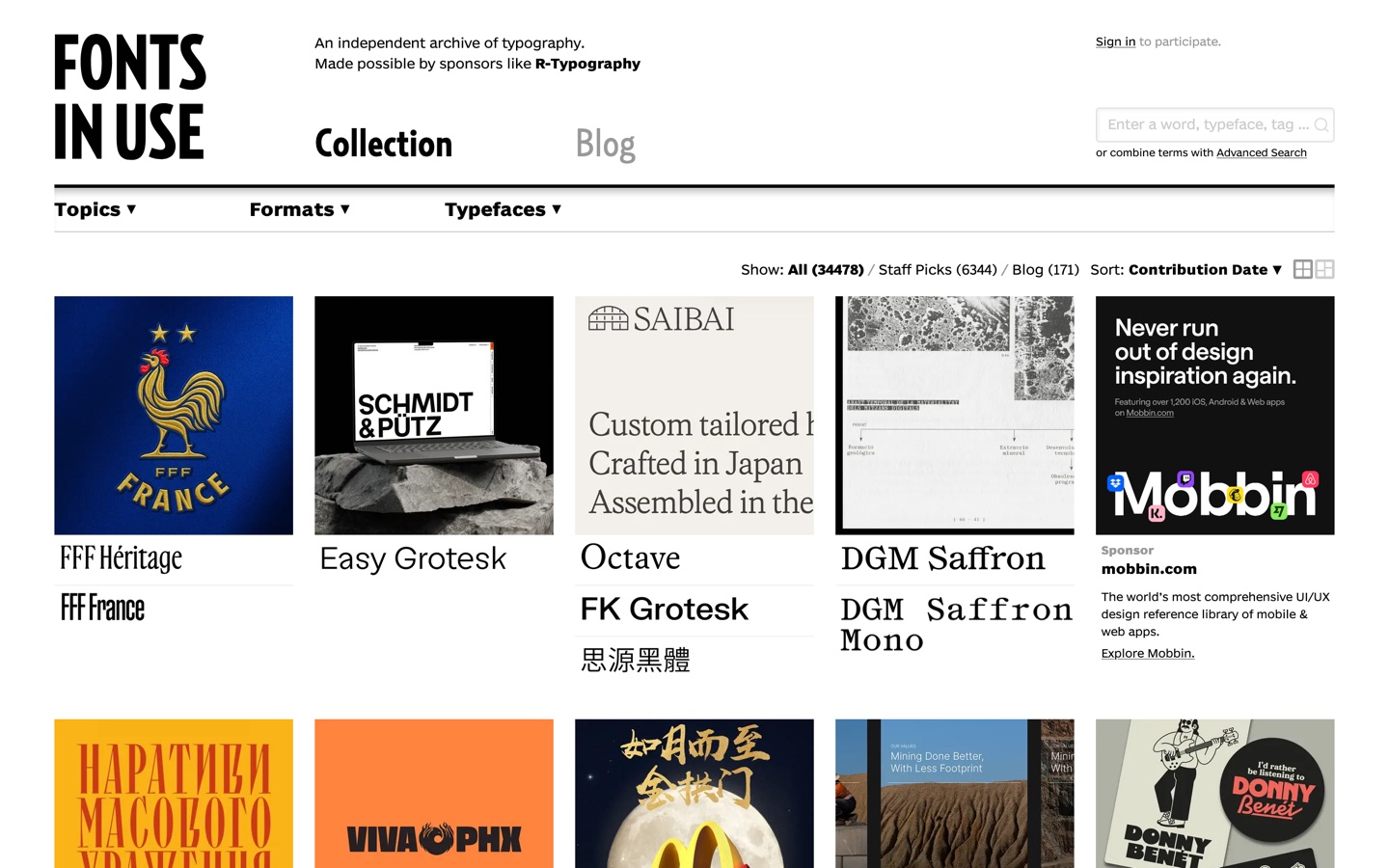 Fonts In Use home page