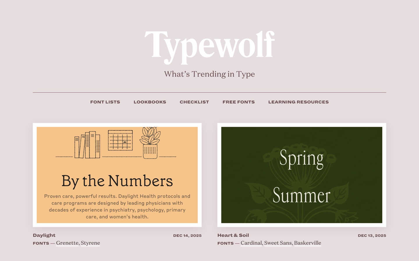 Typewolf home page