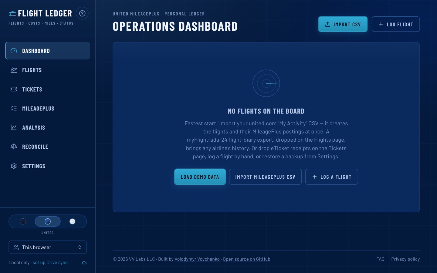 Flight Ledger front page