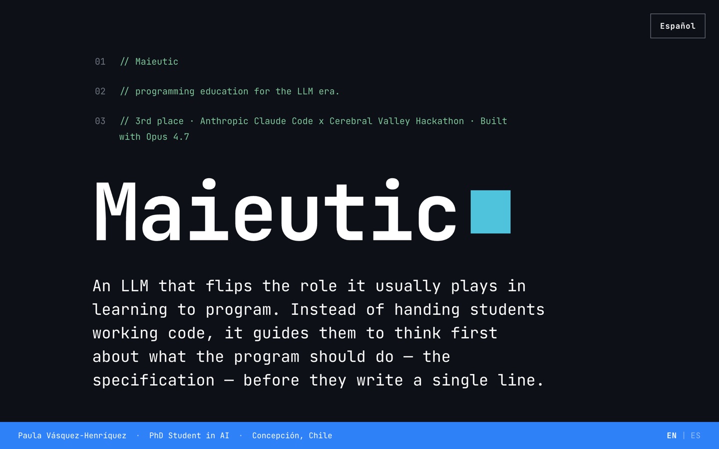 Maieutic front page