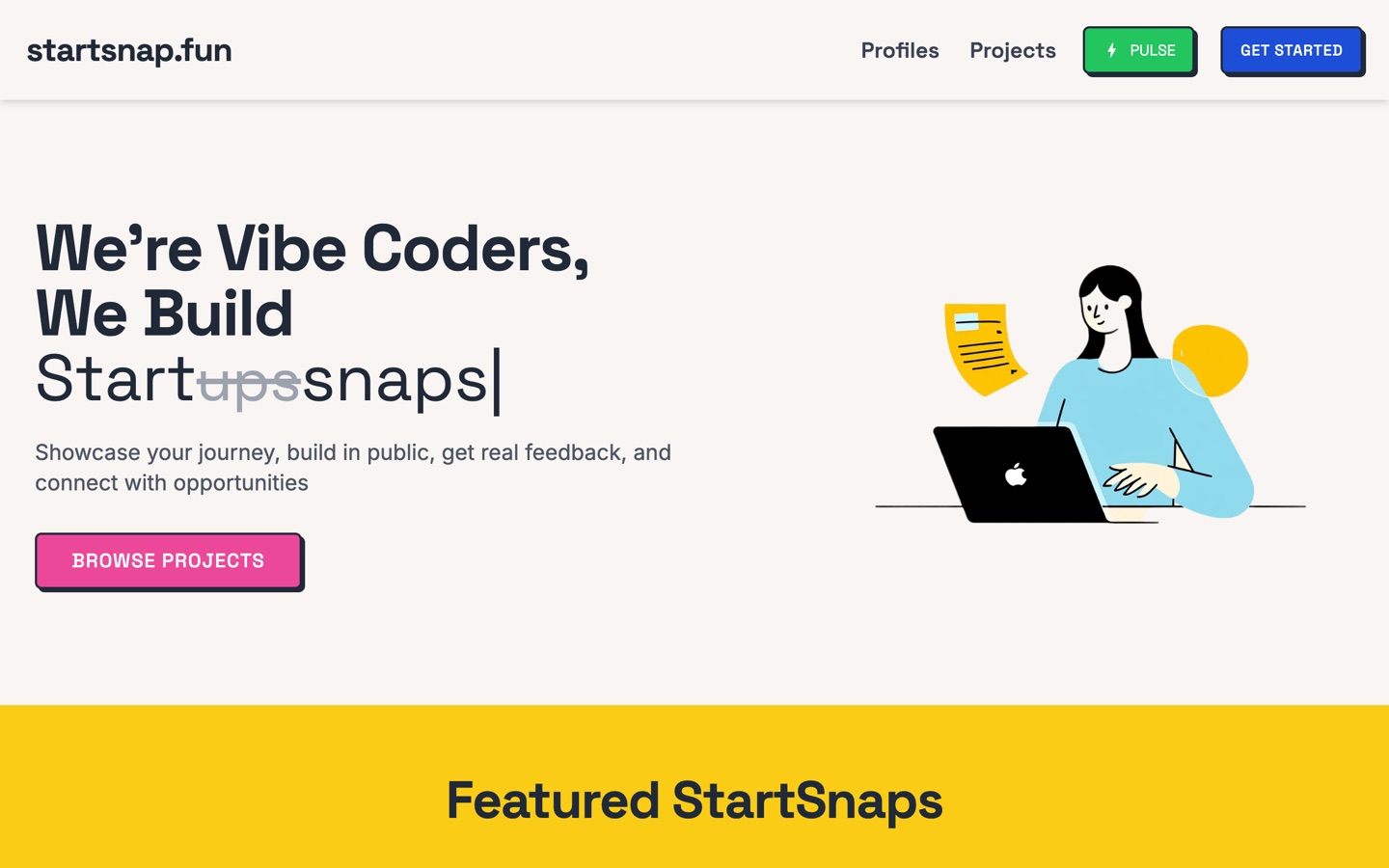 StartSnap front page