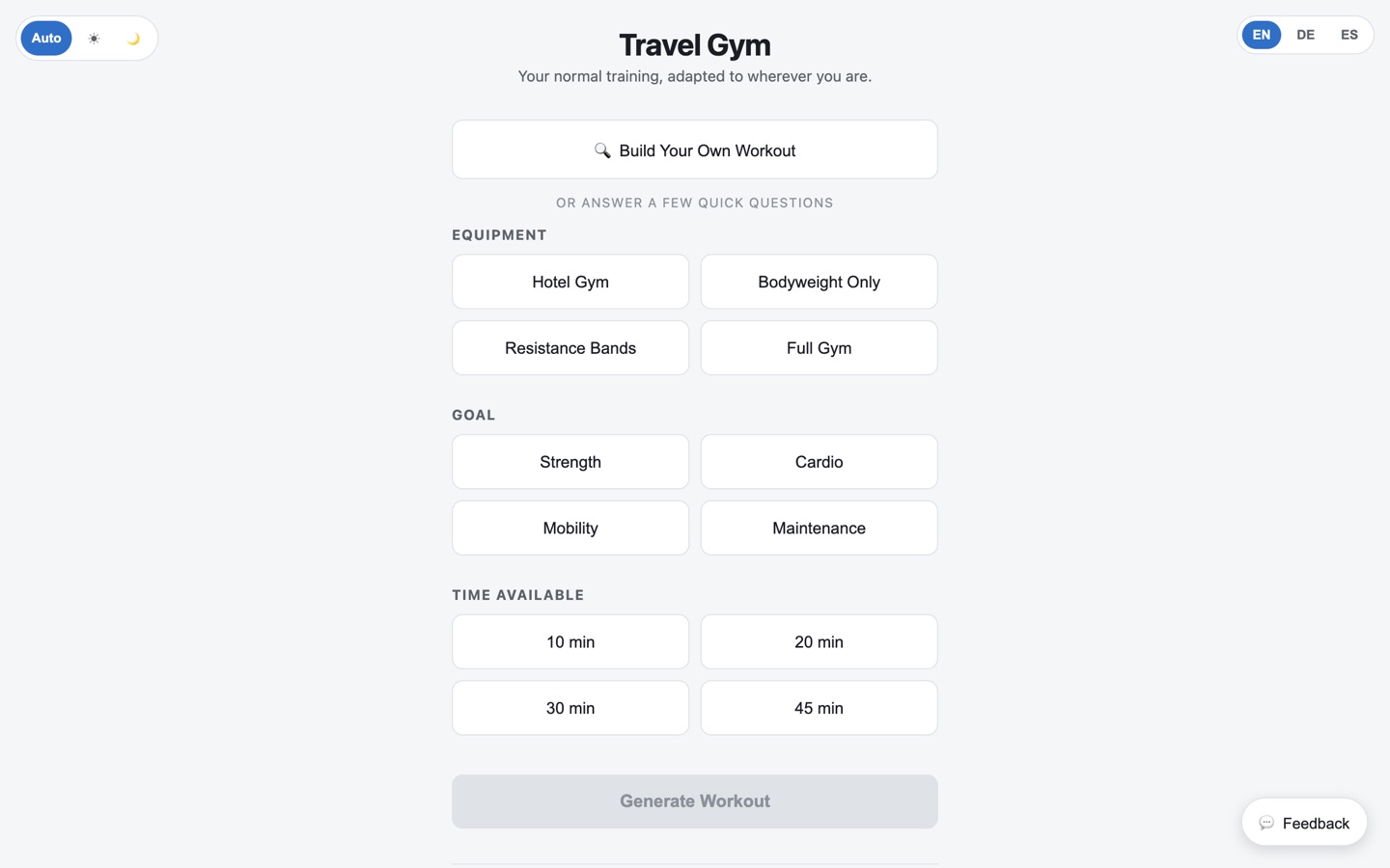 Travel Gym front page